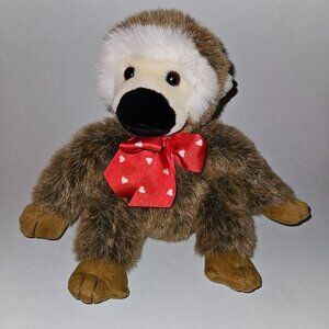 Brown Monkey Plush Red Heart Bow Valentine's Day 9" Stuffed Animal Toy Wal-Mart
